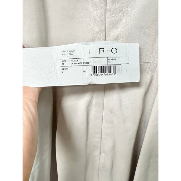 NWT IRO Zeta Sleeveless Thin Straps Leather Mini Dress Off-White Women 34 / US 2 - Picture 5 of 6